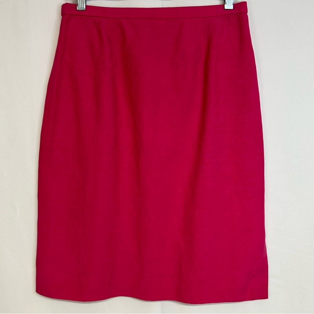 David Warren Women Silk Linen Pencil Skirt 8 Petite Lined‎ Tailored Career Pink